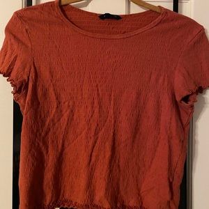 American Eagle women’s cropped lettuce ruffle shirt